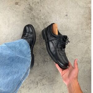 Vintage Deer Stags Times Black Leather Oxfords Mens 11M Low Boots 90s